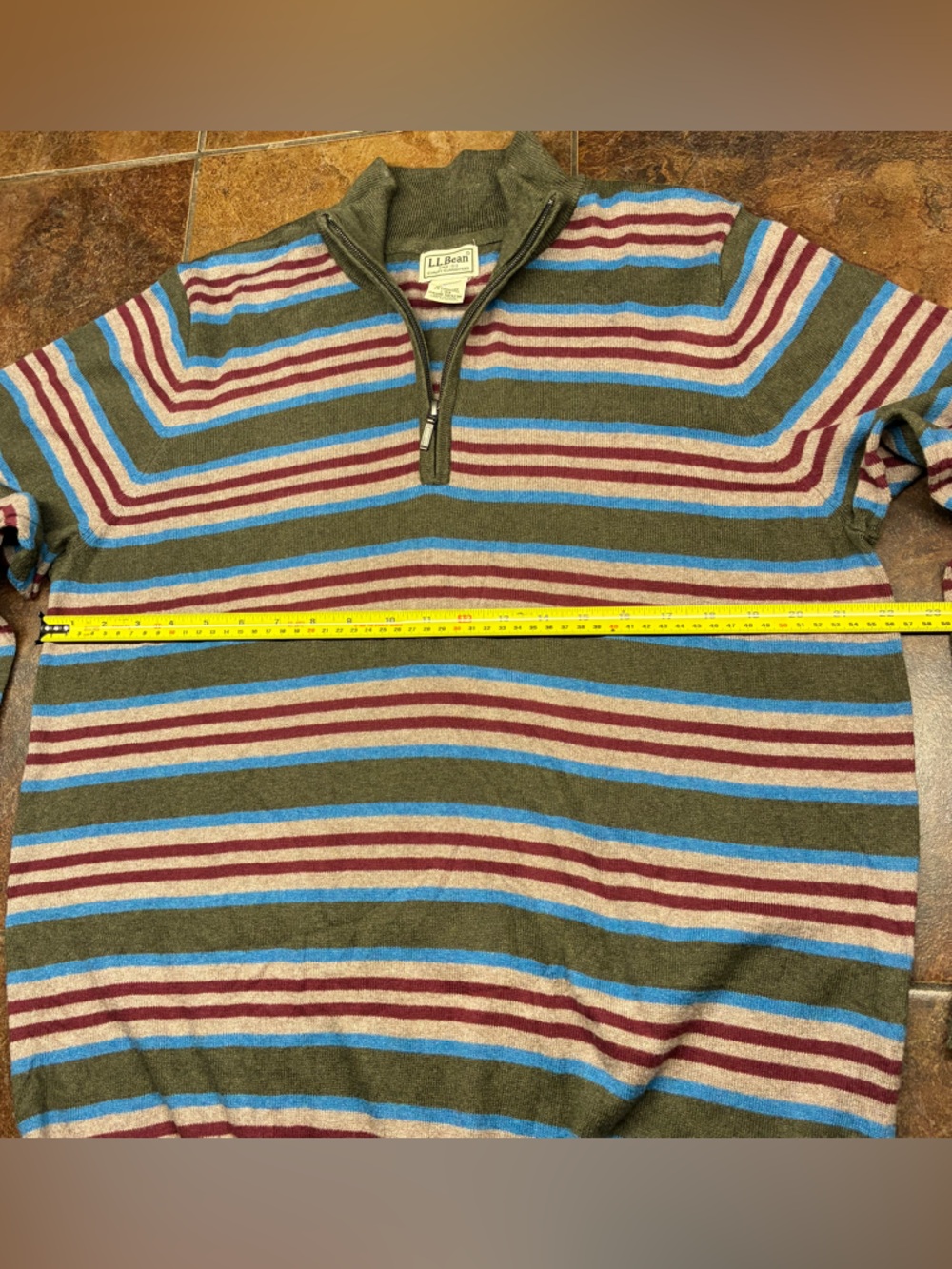 L.L. Bean Men's Cashmere Blend Multi-Stripe Quarter-Zip Sweater - Picture 5 of 6